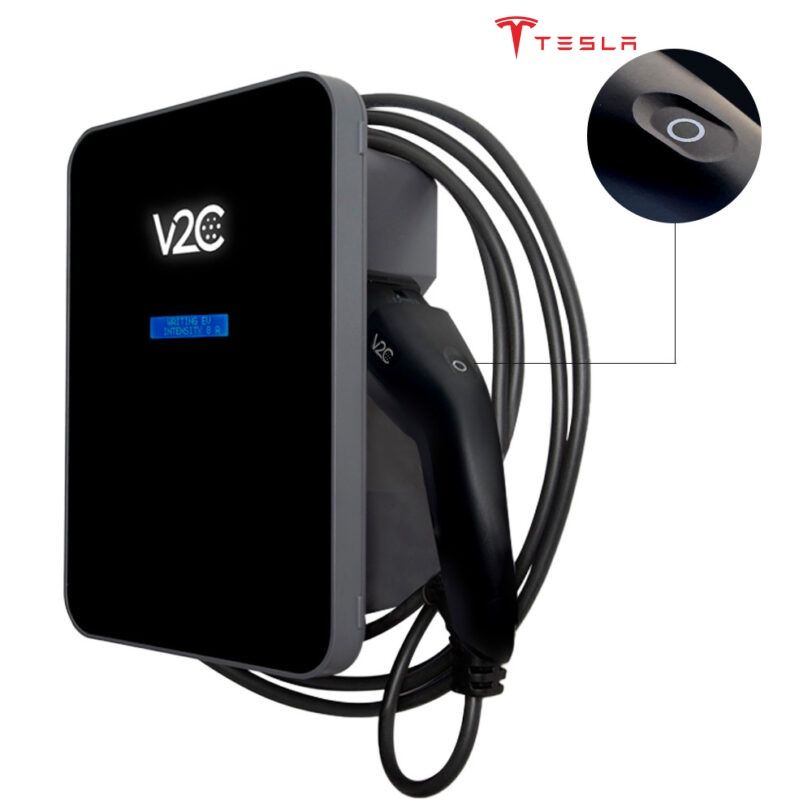 V2C Trydan e-Charger Monofásico 7,4kW con Protecciones cable plano 5M T2 -TESLA-