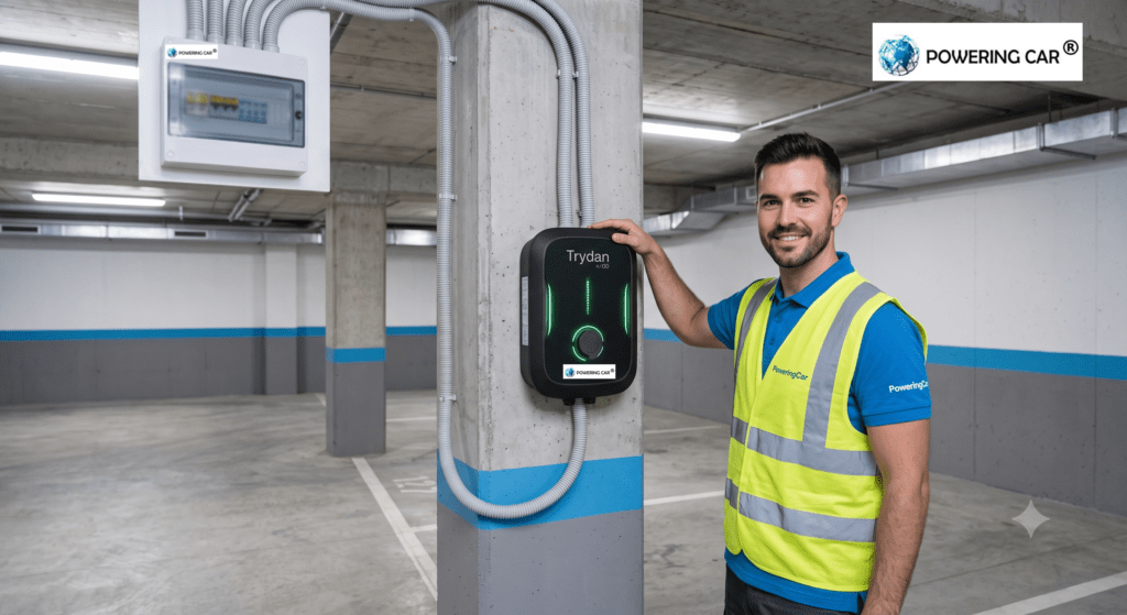 Instalación de un punto de recarga para coche eléctrico en garaje comunitario poweringcar
